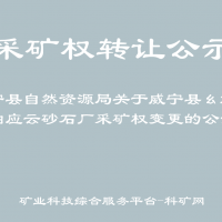 威宁县自然资源局关于威宁县幺站镇柏应云砂石厂采矿权变更的公示