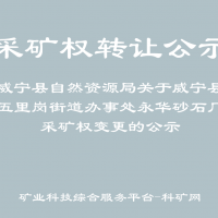 威宁县自然资源局关于威宁县五里岗街道办事处永华砂石厂采矿权变更的公示