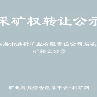 公示文号：乌采转示【2024】01号  乌海市洪哲矿业有限责任公司石灰石矿转让公示  一、转让人  名称：乌海市洪哲矿业有限责任公司  法定代表人：陶洪哲  场所：乌海市海勃湾区千里山镇千里沟  统一