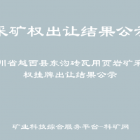 四川省越西县东沟砖瓦用页岩矿采矿权挂牌出让结果公示