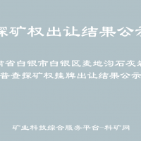 甘肃省白银市白银区麦地沟石灰岩矿普查探矿权挂牌出让结果公示