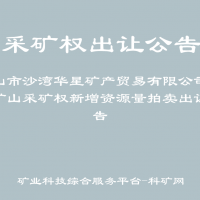 乐山市沙湾华星矿产贸易有限公司华星矿山采矿权新增资源量拍卖出让公告