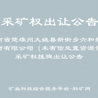 云南省楚雄州大姚县新街乡六和新型墙材有限公司（未有偿处置资源量）采矿权挂牌出让公告