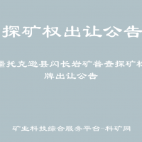 新疆托克逊县闪长岩矿普查探矿权挂牌出让公告