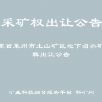 山东省莱州市土山矿区地下卤水矿挂牌出让公告