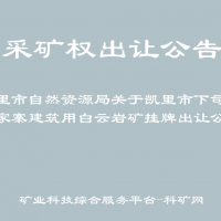 凯里市自然资源局关于凯里市下司镇陈家寨建筑用白云岩矿挂牌出让公告