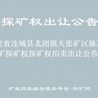 福建省连城县北团镇大张矿区脉石英矿探矿权探矿权拍卖出让公告