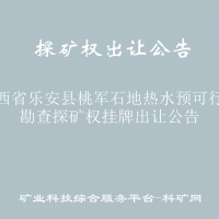 江西省乐安县桃军石地热水预可行性勘查探矿权挂牌出让公告