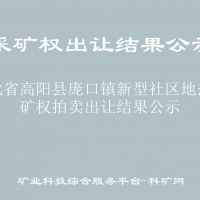 河北省高阳县庞口镇新型社区地热采矿权拍卖出让结果公示