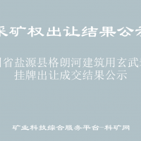 四川省盐源县格朗河建筑用玄武岩矿挂牌出让成交结果公示