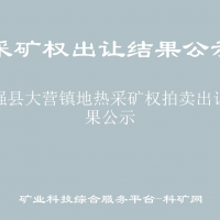 枣强县大营镇地热采矿权拍卖出让结果公示