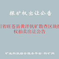 四川省旺苍县黄洋钒矿勘查区块探矿权拍卖出让公告